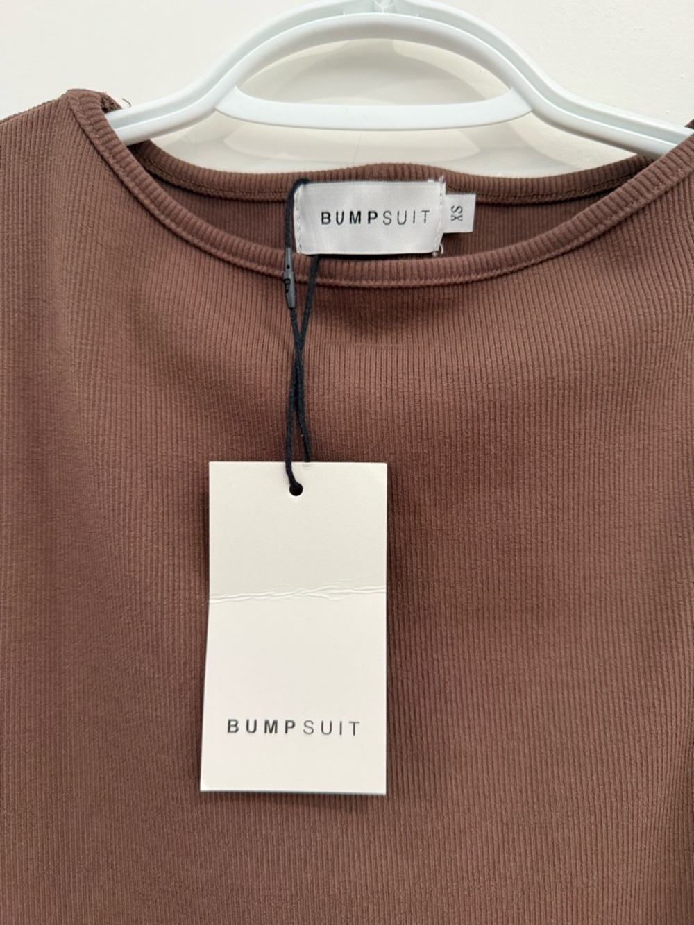 Bumpsuit The Sculpting Rib Boatneck Midi Maternity Dress, Brown XS, NWT - Picture 4 of 7